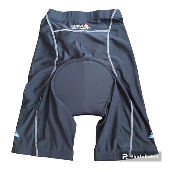 NWOT Men's Danish Endurance Black/Gray Cycling Short With Blue Logo Size Large - Picture 3 of 6